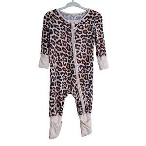 Miozing Bamboo‎ 0-3 Mo Baby Girl Leopard Zippy Pajamas Animal Sleeper